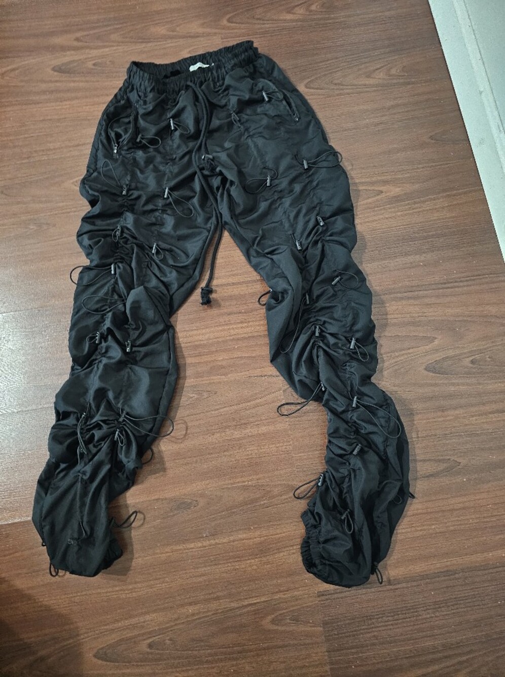 MNML Black Ruched Track Joggers